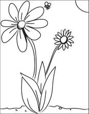 Flower and Bee Coloring Page