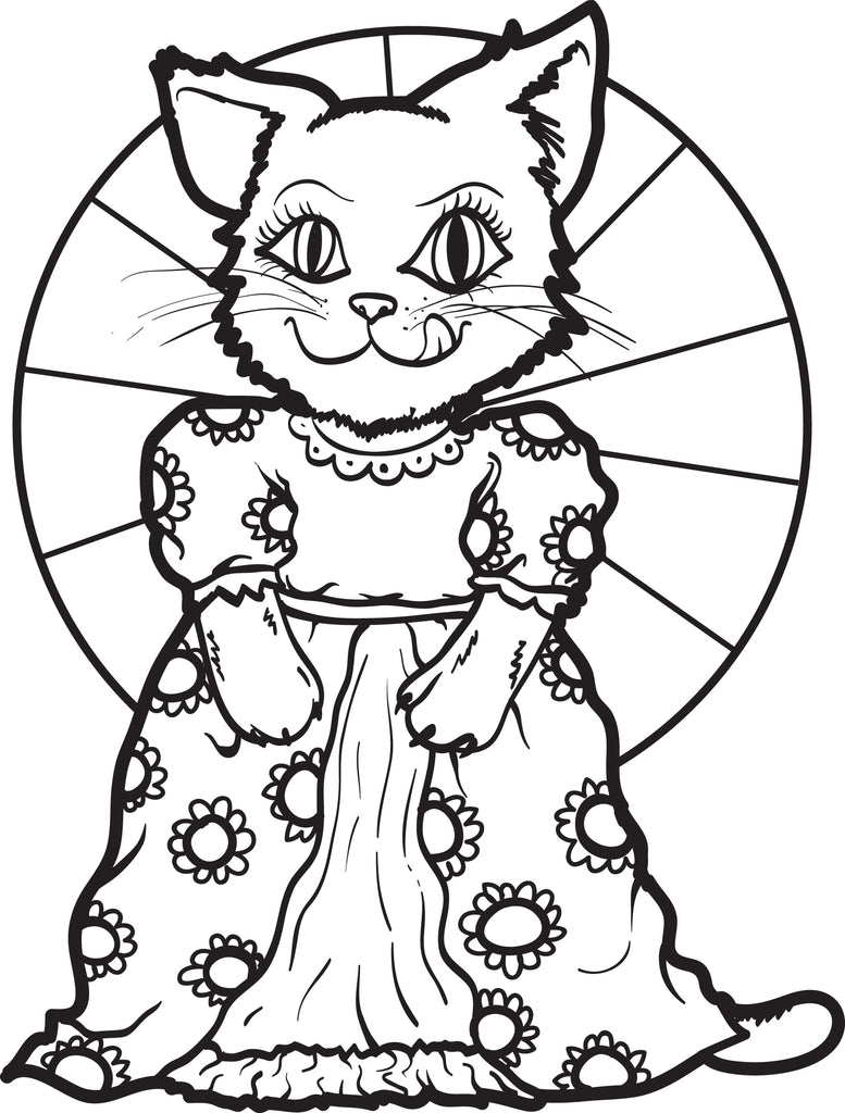 Cat Wearing a Dress Printable Coloring Page for Kids – SupplyMe Cat Wearing a Dress Printable Coloring Page for Kids – SupplyMe
