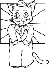 Cat Dressed In A Suit Coloring Page