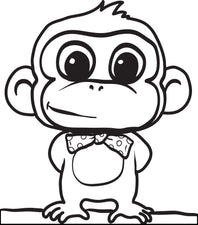 Cartoon Monkey Coloring Page #2