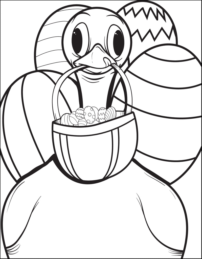Duck Carrying An Easter Basket Coloring Page