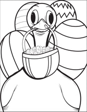 Duck Carrying An Easter Basket Coloring Page