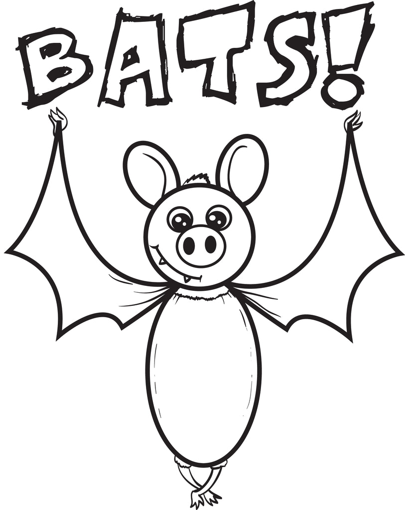 FREE Printable Cartoon Bat Coloring Page for Kids