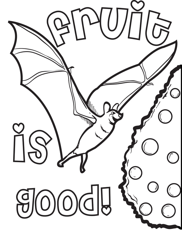 Bat Eating Fruit Coloring Page