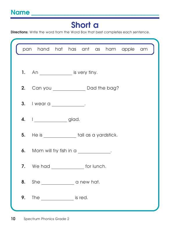 Spectrum Phonics Workbook, Grade 2
