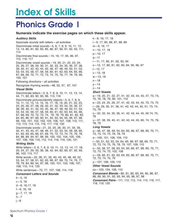 Spectrum Phonics Workbook, Grade 1