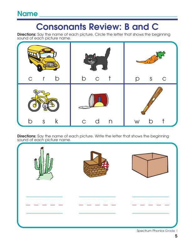 Spectrum Phonics Workbook, Grade 1