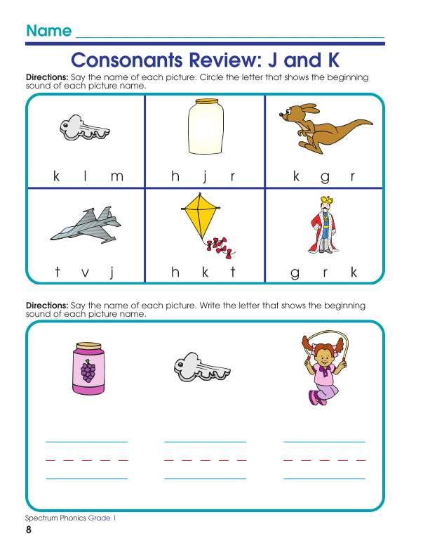 Spectrum Phonics Workbook, Grade 1