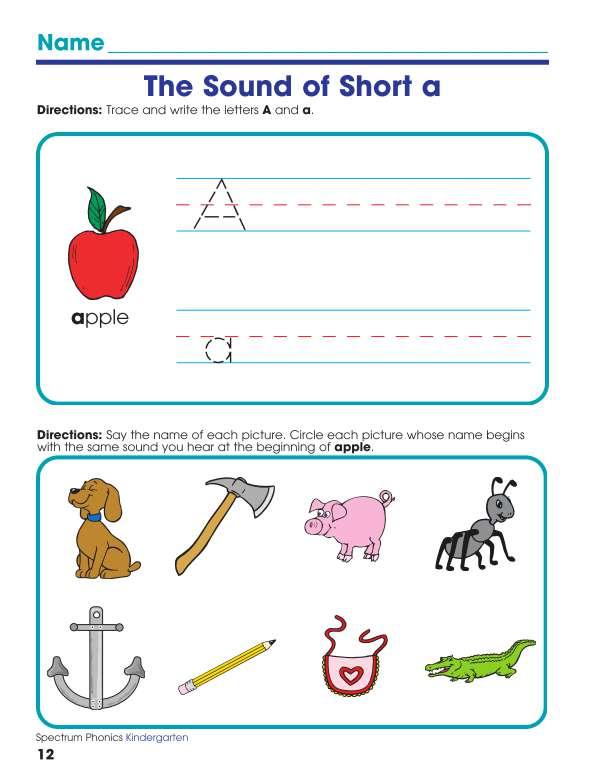 Spectrum Phonics Workbook, Grade K