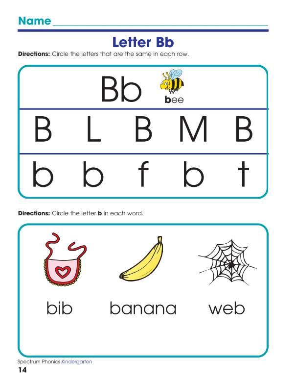 Spectrum Phonics Workbook, Grade K