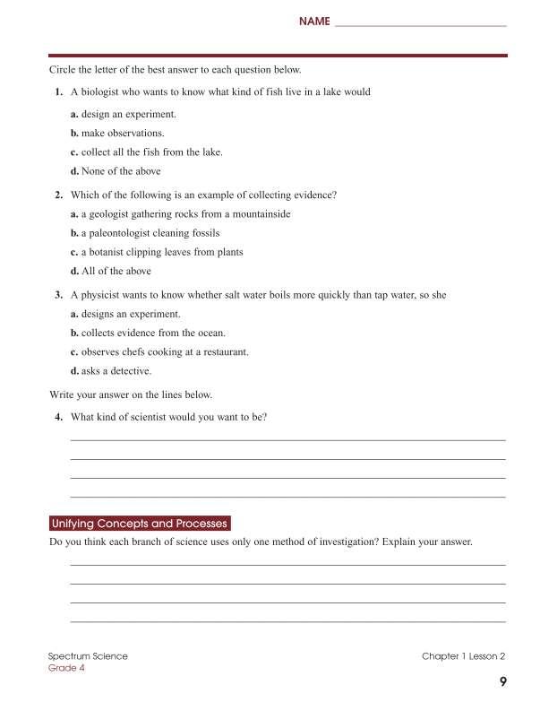 Spectrum Science Workbook, Grade 4