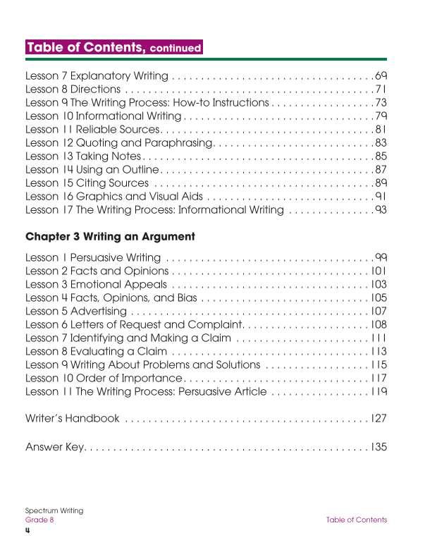 Spectrum Writing Workbook, Grade 8