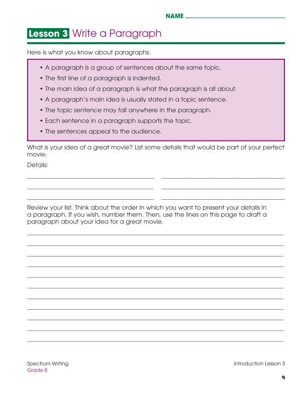Spectrum Writing Workbook, Grade 8