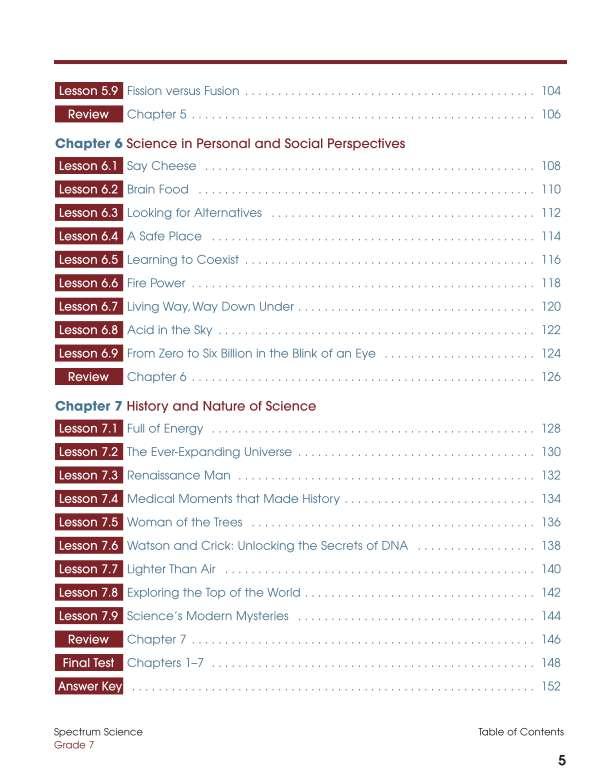 Spectrum Science Workbook, Grade 7