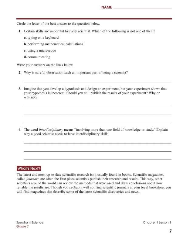 Spectrum Science Workbook, Grade 7