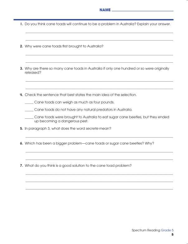 Spectrum Reading Workbook, Grade 5