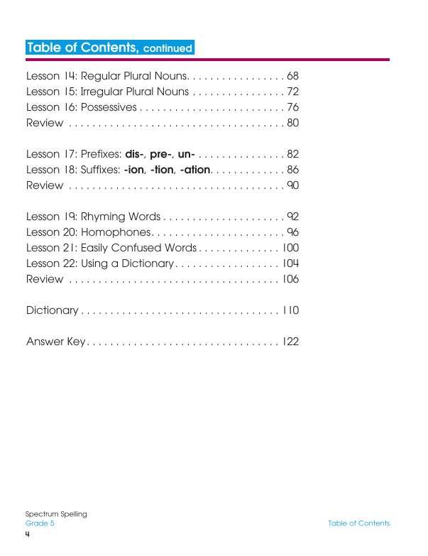 Spectrum Spelling Workbook, Grade 5