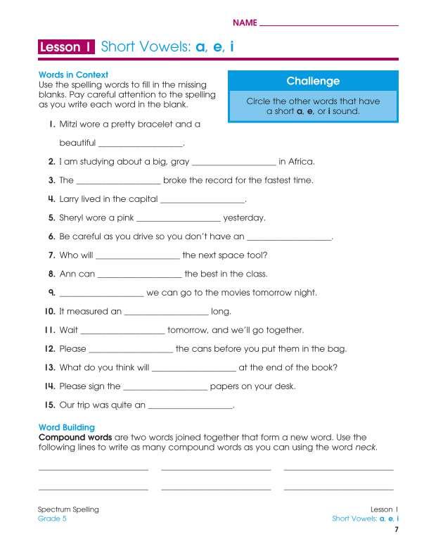 Spectrum Spelling Workbook, Grade 5