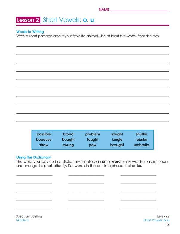 Spectrum Spelling Workbook, Grade 5