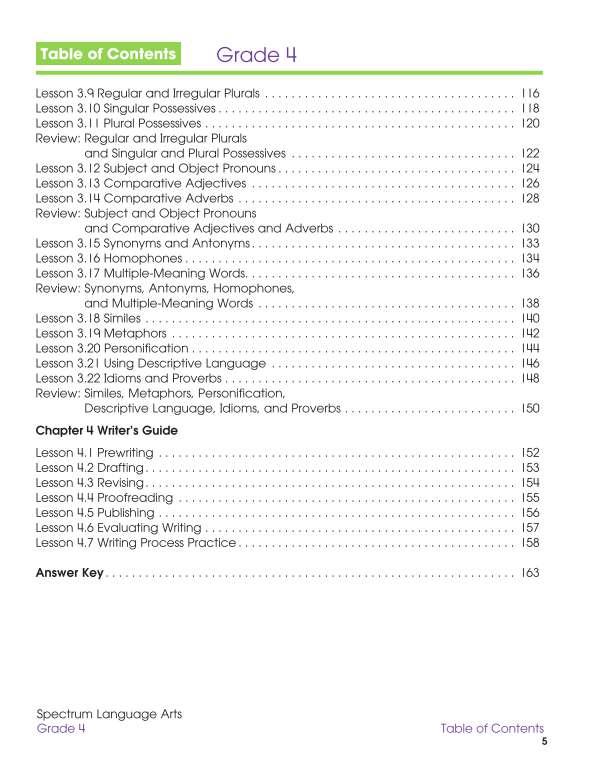 Spectrum Language Arts Workbook, Grade 4