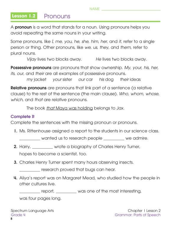 Spectrum Language Arts Workbook, Grade 4