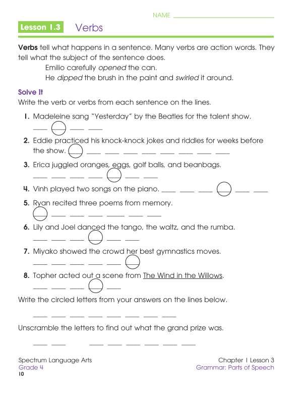 Spectrum Language Arts Workbook, Grade 4