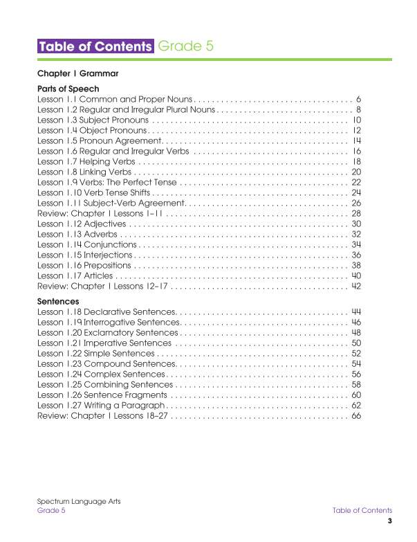Spectrum Language Arts Workbook, Grade 5
