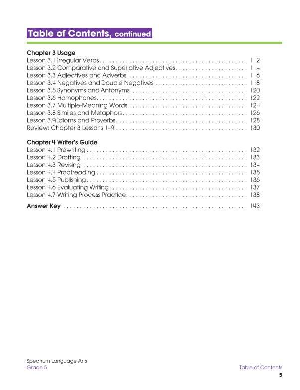 Spectrum Language Arts Workbook, Grade 5