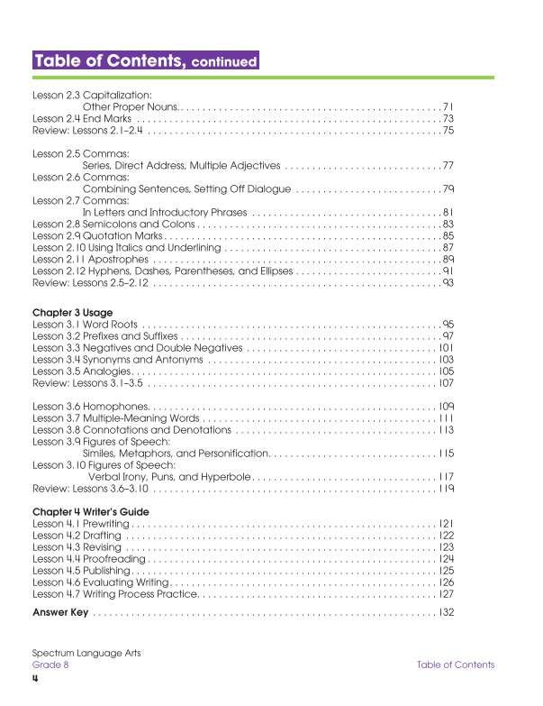 Spectrum Language Arts Workbook, Grade 8