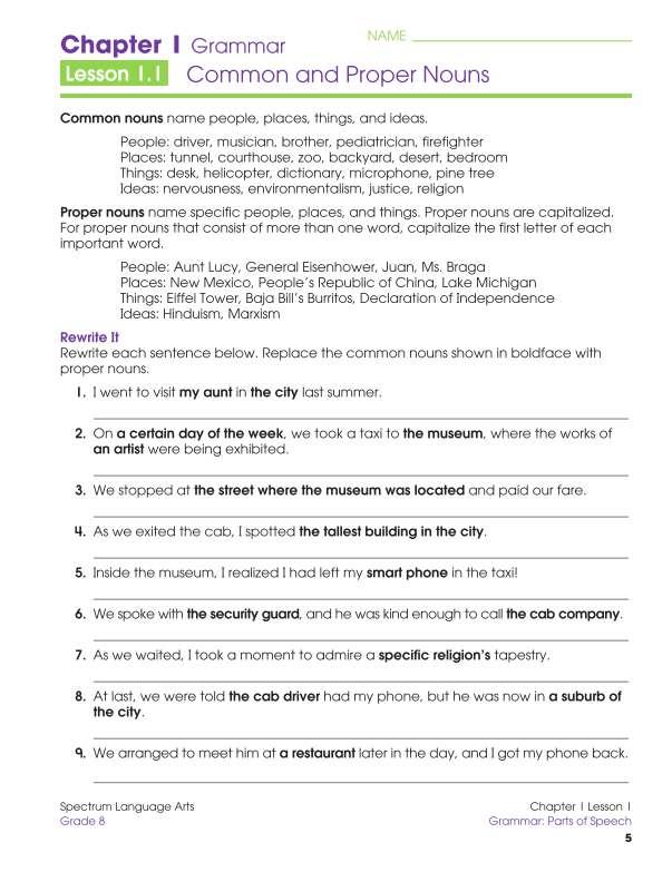 Spectrum Language Arts Workbook, Grade 8