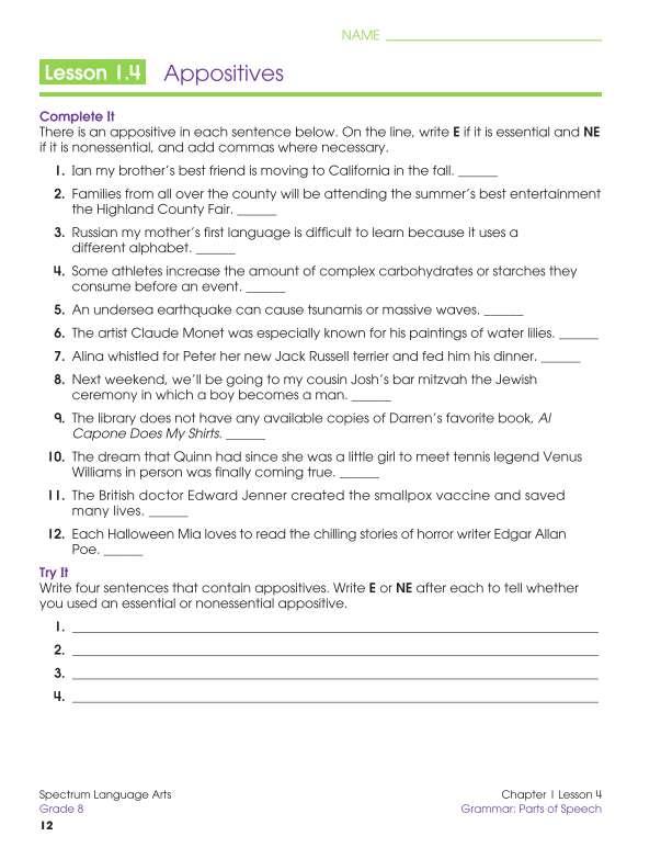 Spectrum Language Arts Workbook, Grade 8