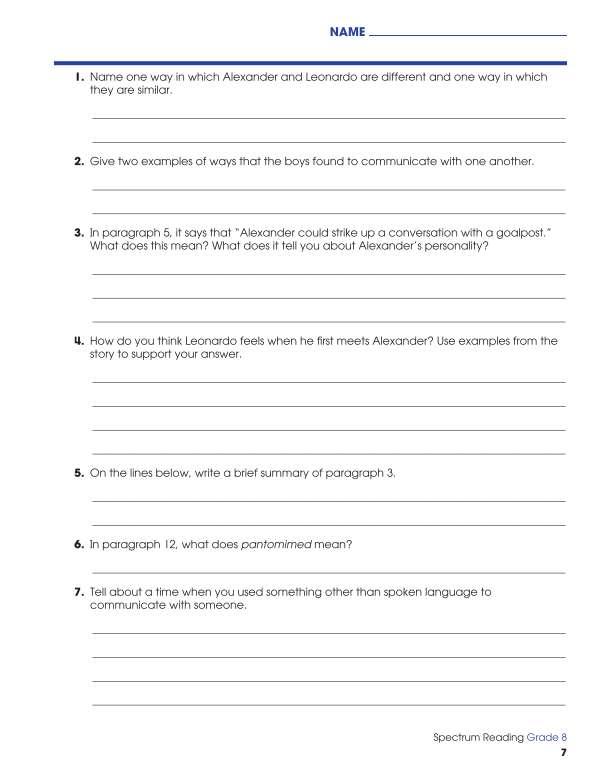 Spectrum Reading Workbook, Grade 8