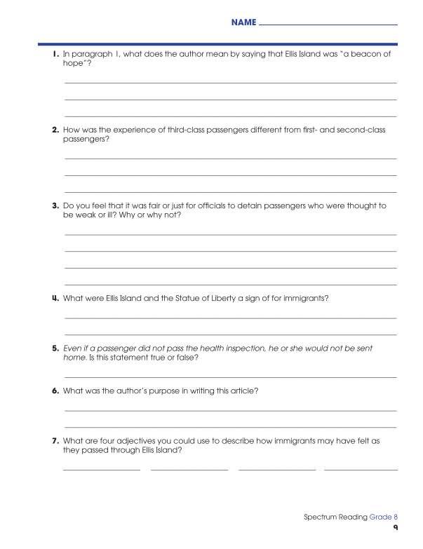 Spectrum Reading Workbook, Grade 8