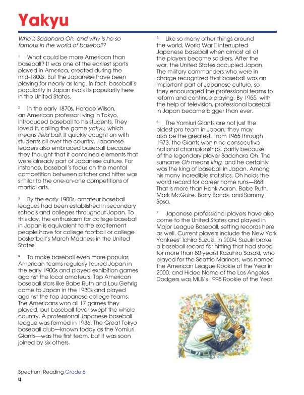 Spectrum Reading Workbook, Grade 6