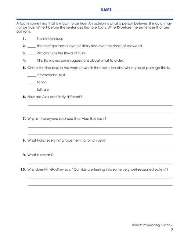 Spectrum Reading Workbook, Grade 6