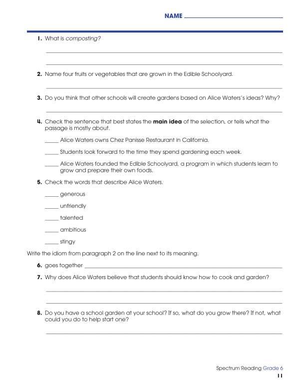 Spectrum Reading Workbook, Grade 6