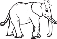 Elephant Wearing a Hat Coloring Page