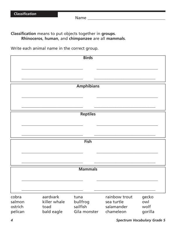 Spectrum Vocabulary Workbook, Grade 5