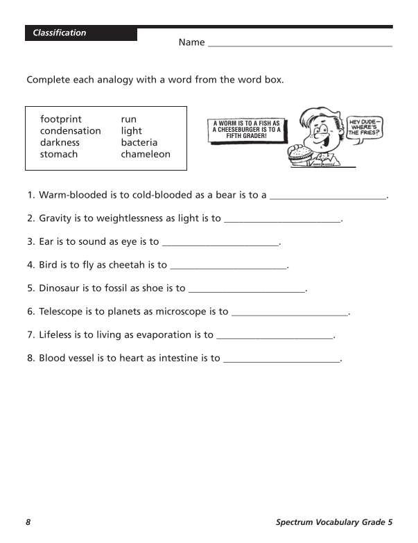 Spectrum Vocabulary Workbook, Grade 5