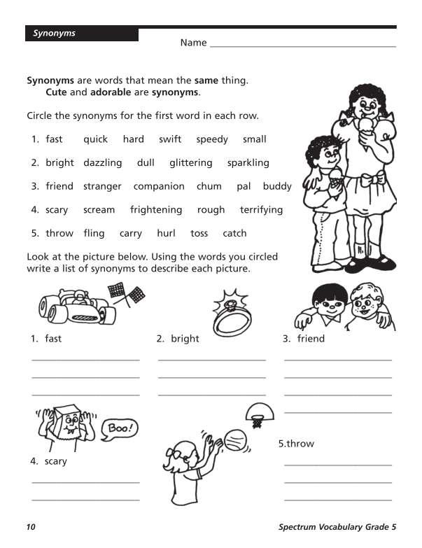Spectrum Vocabulary Workbook, Grade 5