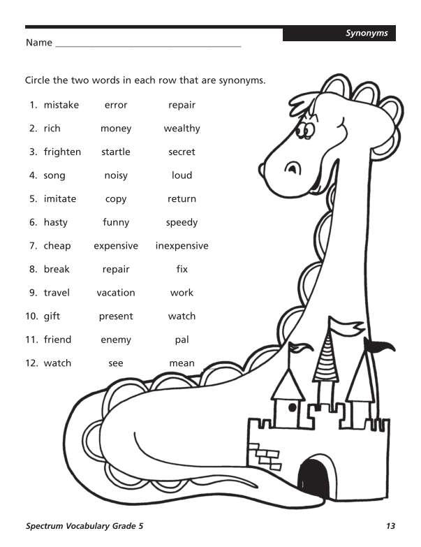 Spectrum Vocabulary Workbook, Grade 5