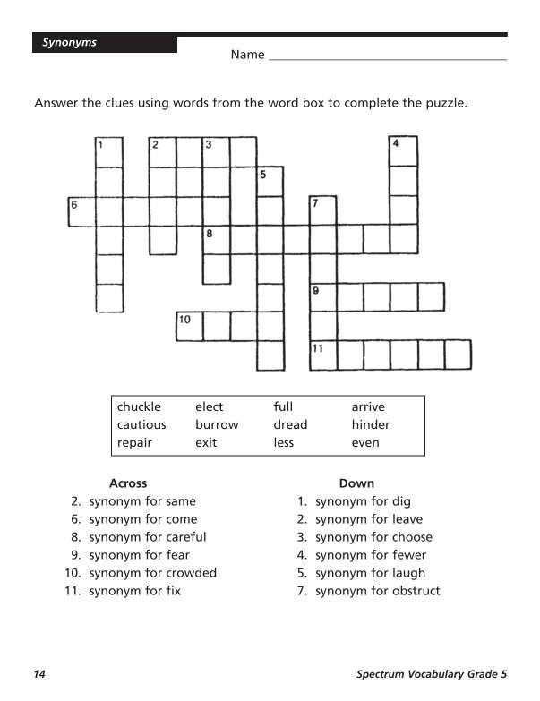 Spectrum Vocabulary Workbook, Grade 5