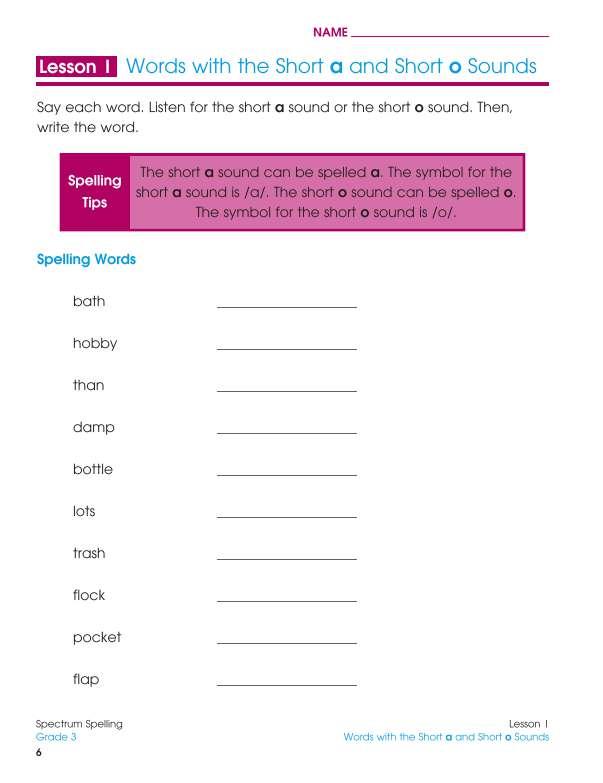 Spectrum Spelling Workbook, Grade 3