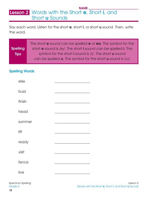Spectrum Spelling Workbook, Grade 3