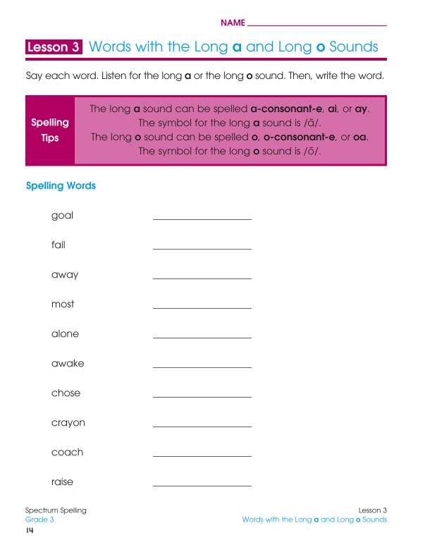 Spectrum Spelling Workbook, Grade 3