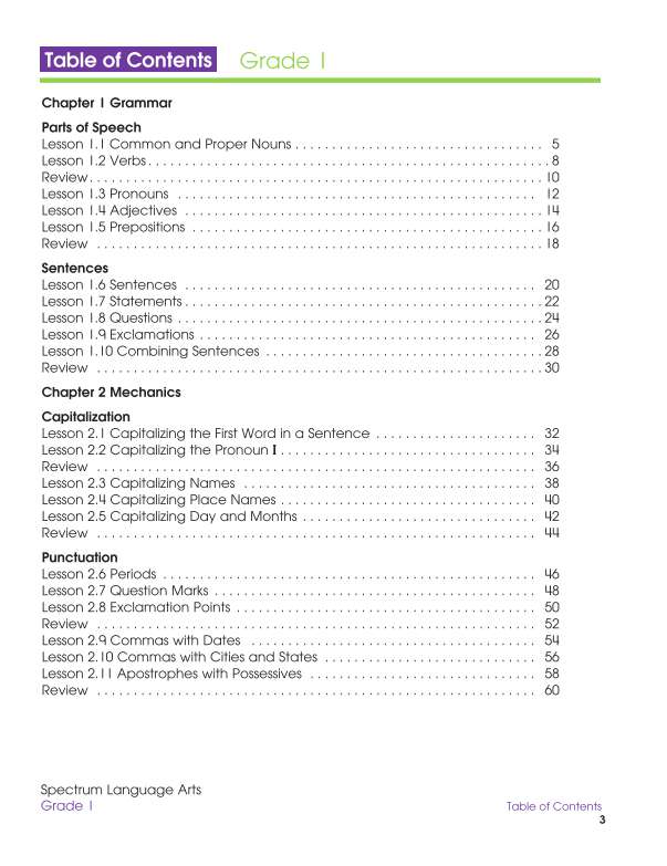 Spectrum Language Arts Workbook, Grade 1