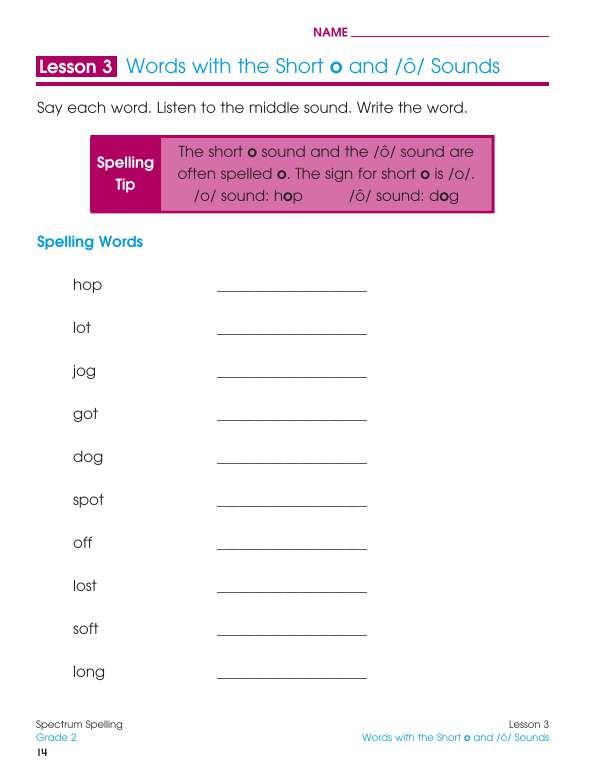 Spectrum Spelling Workbook, Grade 2