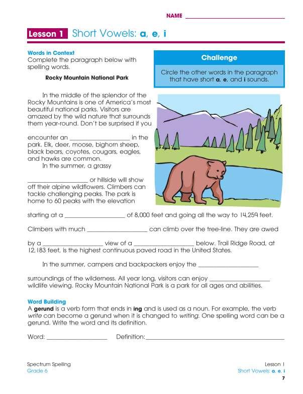 Spectrum Spelling Workbook, Grade 6
