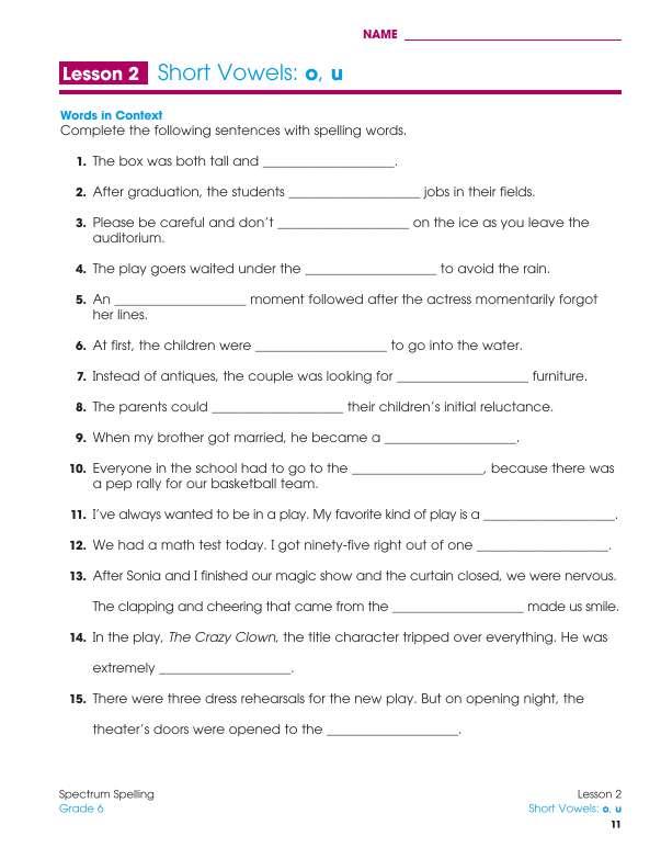 Spectrum Spelling Workbook, Grade 6