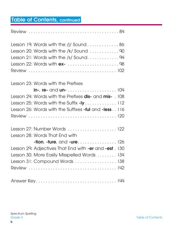 Spectrum Spelling Workbook, Grade 4